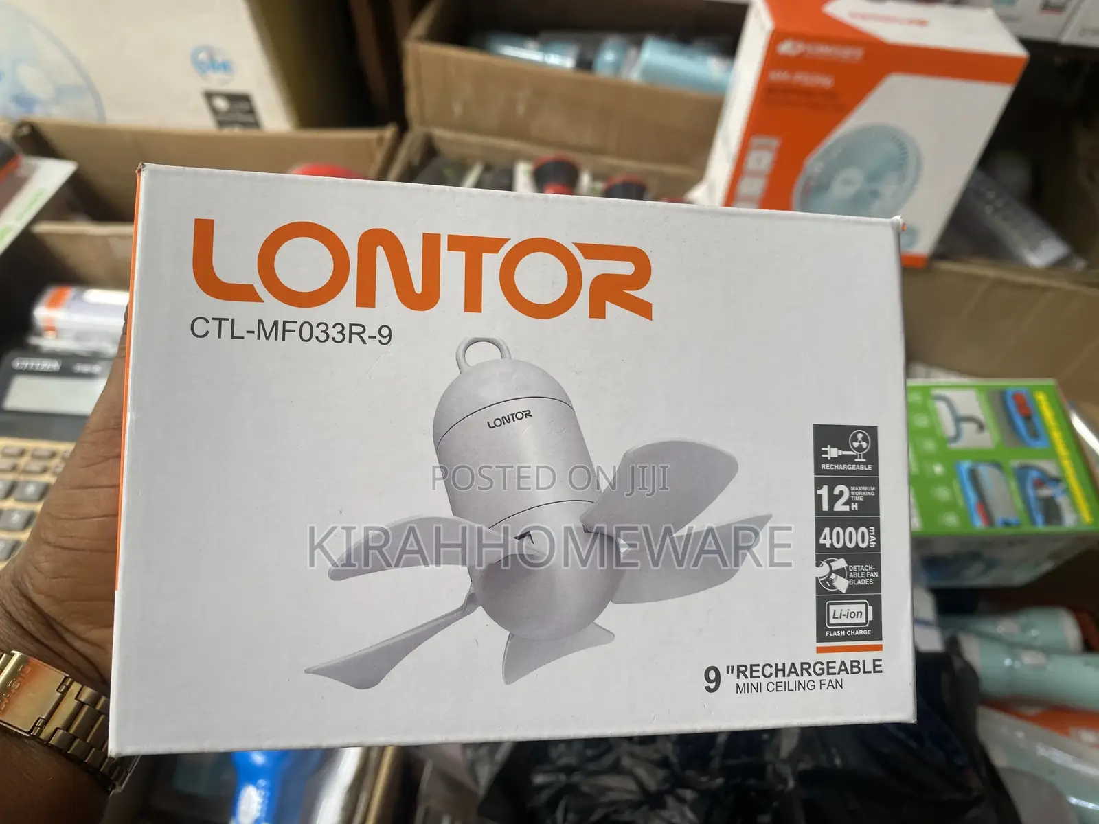 Lontor Rechargeable Mini Ceiling Fan ( 9inches)