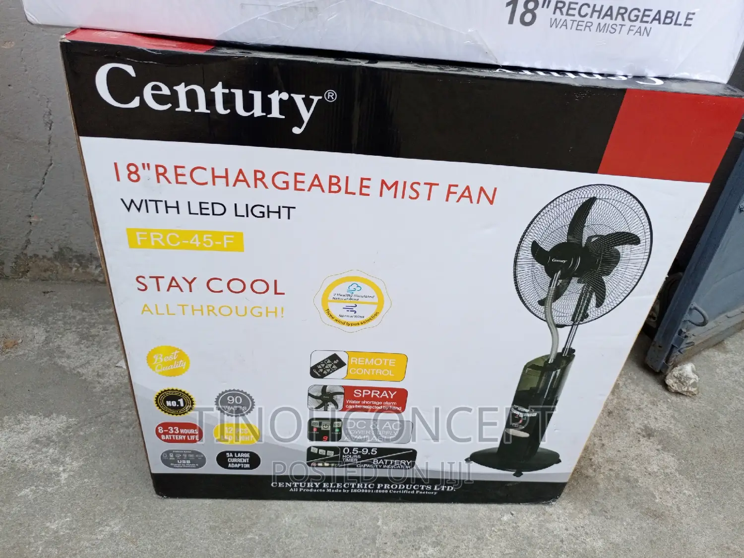 Century Rechargeable Mist Fan 18 Inches