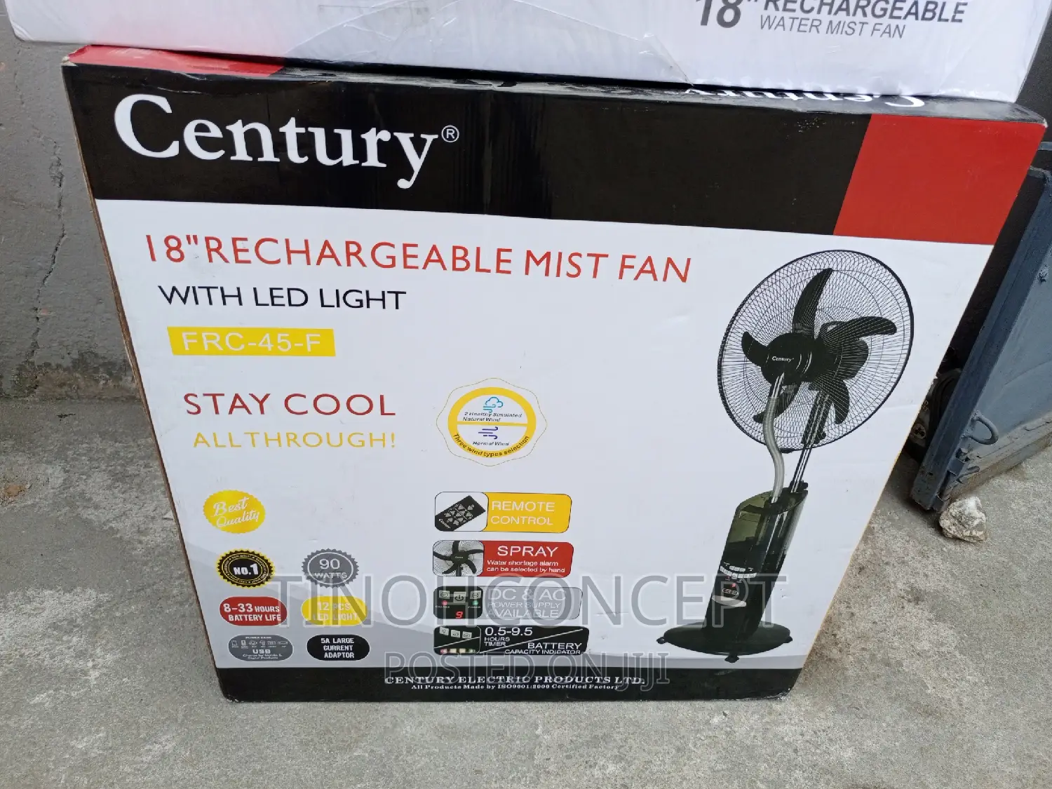 Century Rechargeable Mist Fan 18 Inches