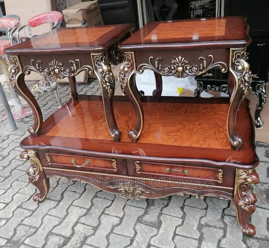 2 in 1 Royal Exquisite Wooden Table With 2 Side Stool