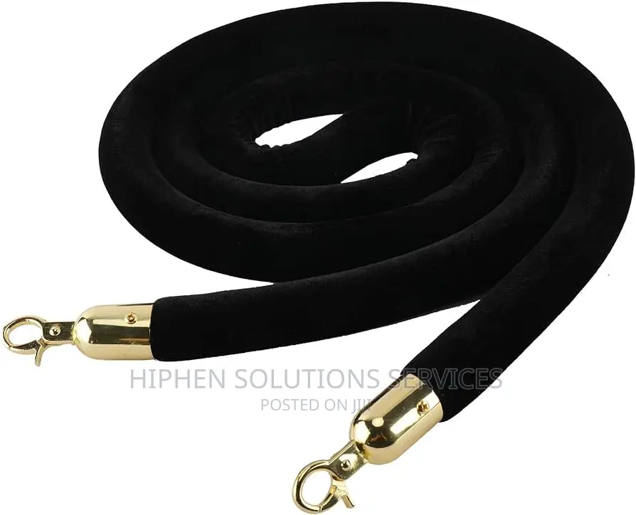 Black Post Rope For Queue Divider Crowd Control Of Hotel