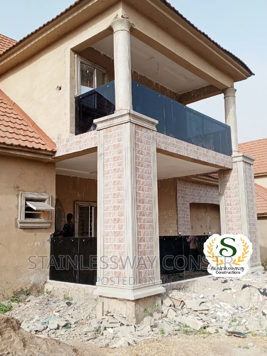 Dark Grey Glass Balcony Rail