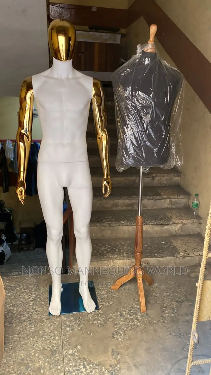 Male White and Gold Display Faceless Mannequin