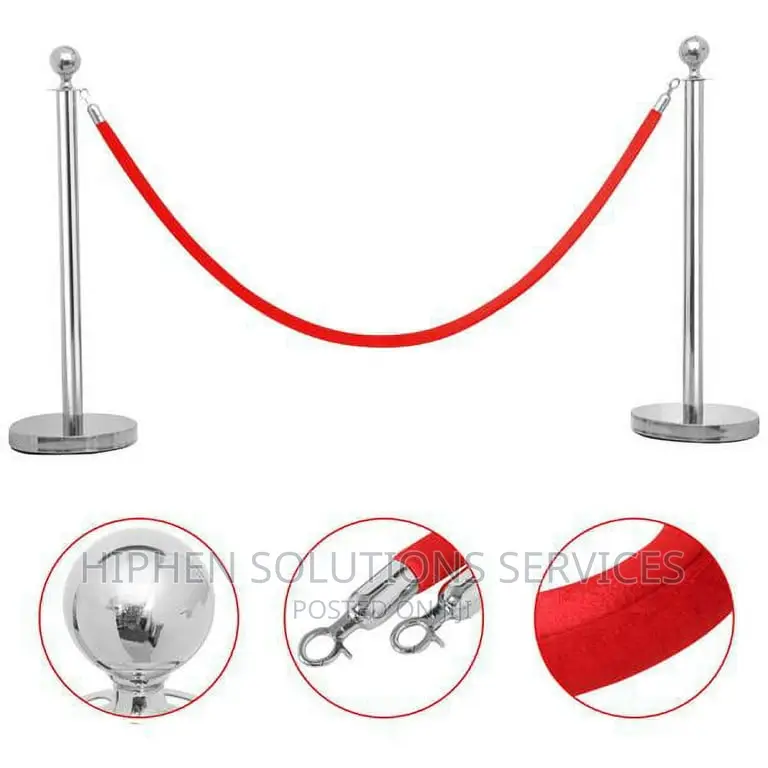 Stainless Steel Posts With Red Velvet Rope
