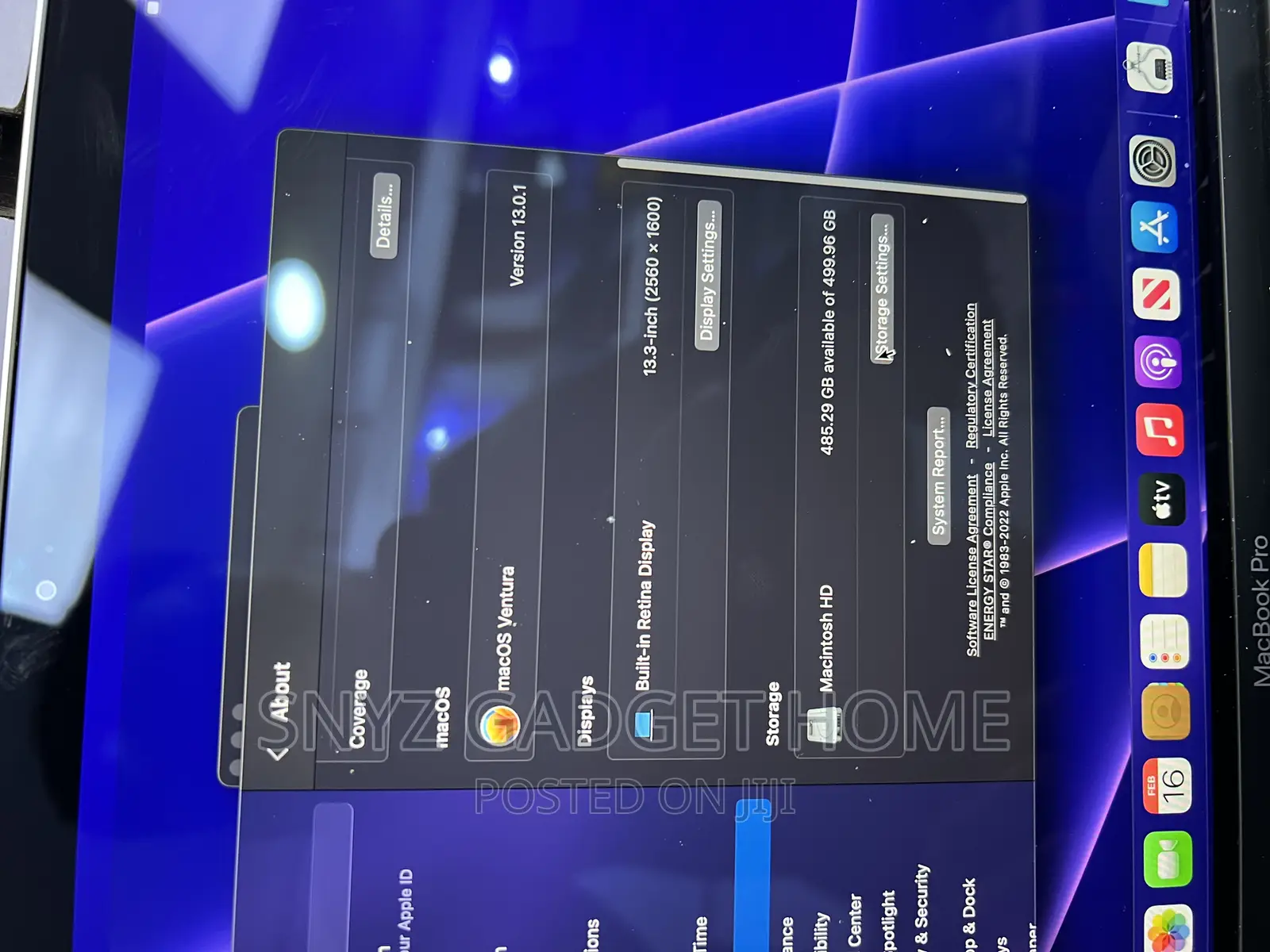 Laptop Apple MacBook Pro 2020 16GB Intel Core I5 SSD 512GB
