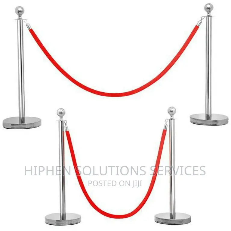 Stainless Steel Posts With Red Velvet Rope