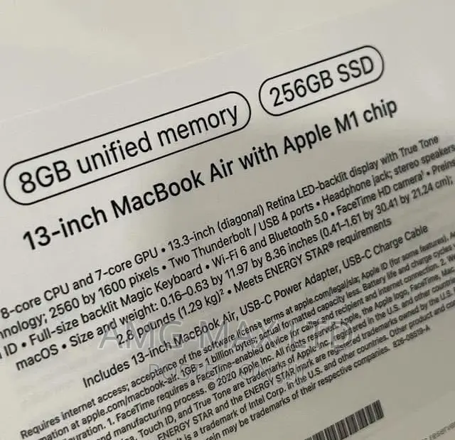 New Laptop Apple MacBook Air 2020 M1 8GB Apple M1 SSD 256GB