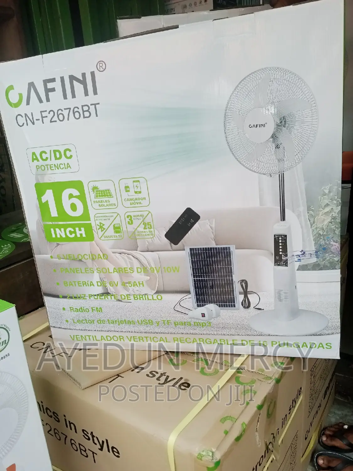 16inchs Rechargeable Ans Solar Standing Fan