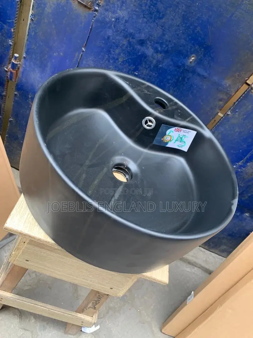 Matt Black Counter Basin With Tap Hole