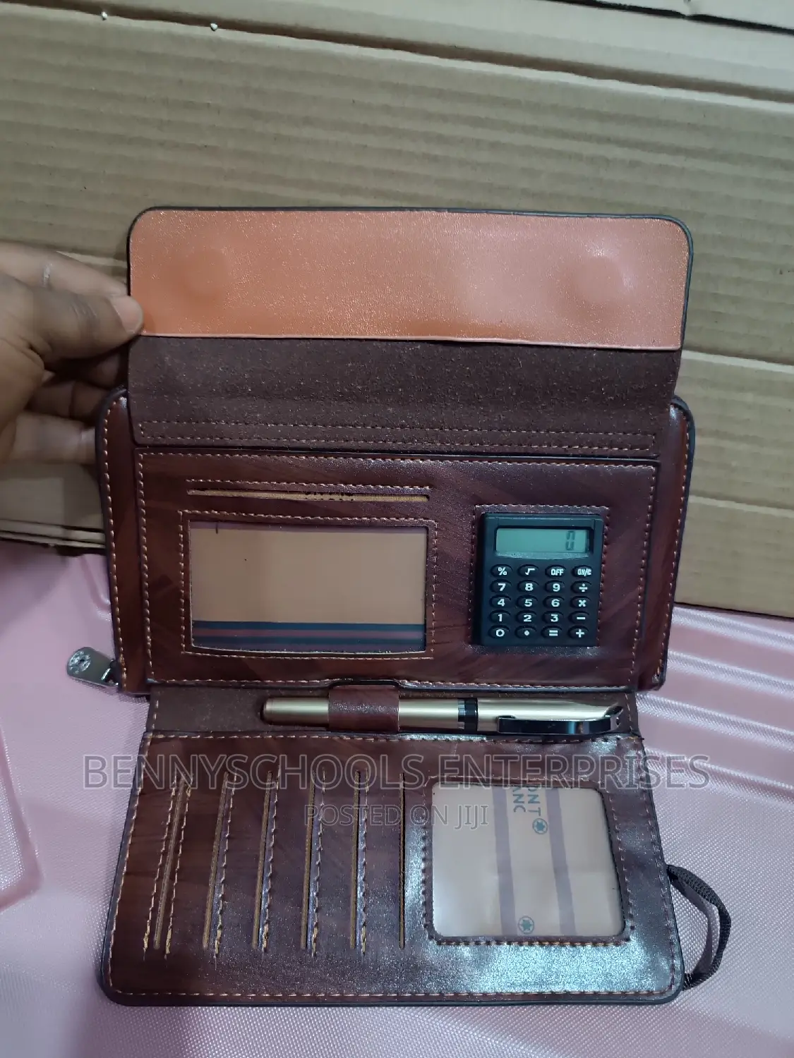 Mont Blanc Leather Wallet and Purse With Pen and Calculator