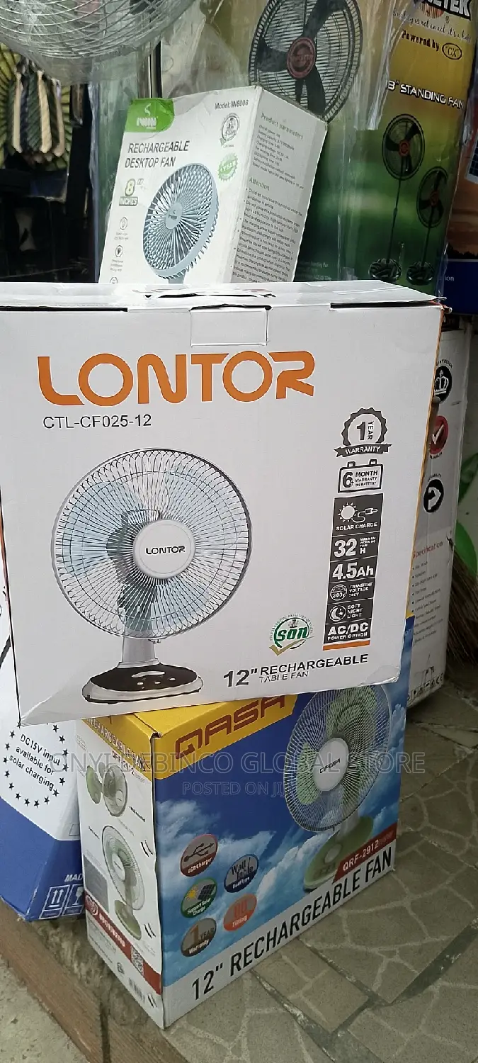 LONTOR Rechargeable Table Fan 12 Inches