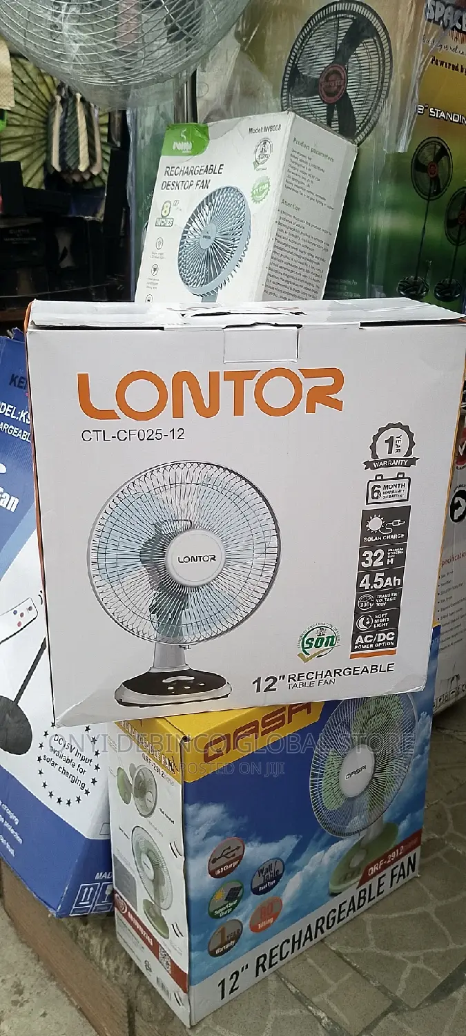 LONTOR Rechargeable Table Fan 12 Inches