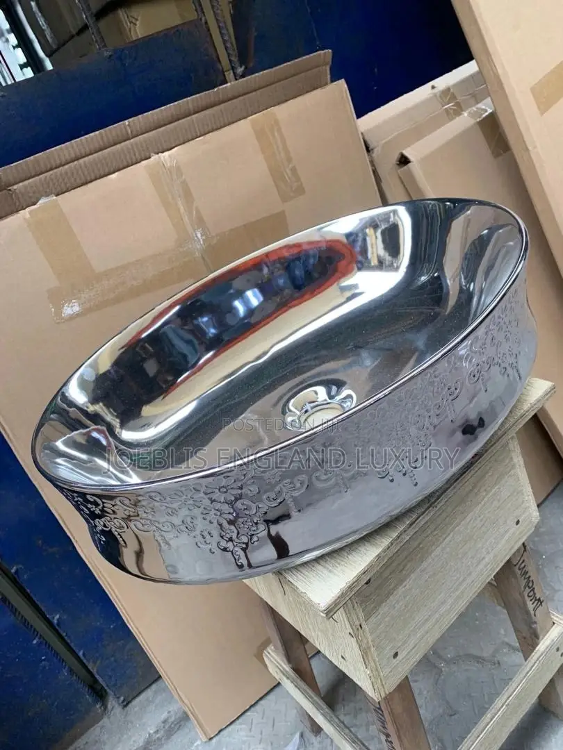 Oval Silver Basin Top With Designs