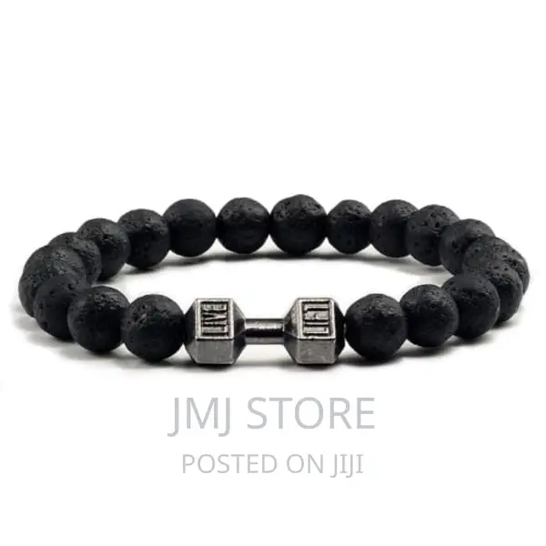 Black Lava Stone Beaded Bracelets for Men and Women