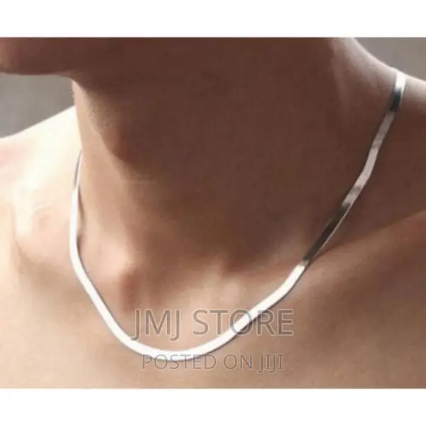Non Tarnish Sterling Solid Silver Flat Chain Necklace