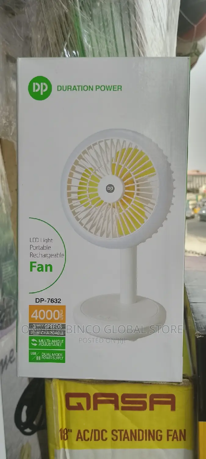 Dp Rechargeable Table Fan With LED Light - 4000mah