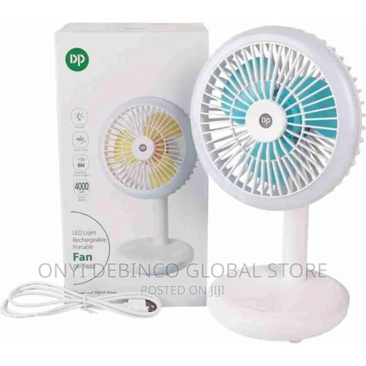 Dp Rechargeable Table Fan With LED Light - 4000mah