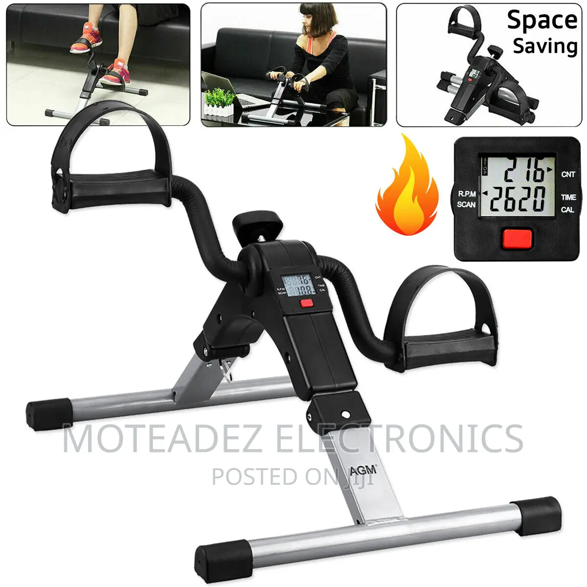 Foldable Arm and Leg Pedal Exerciser With Variable Resistance/Display