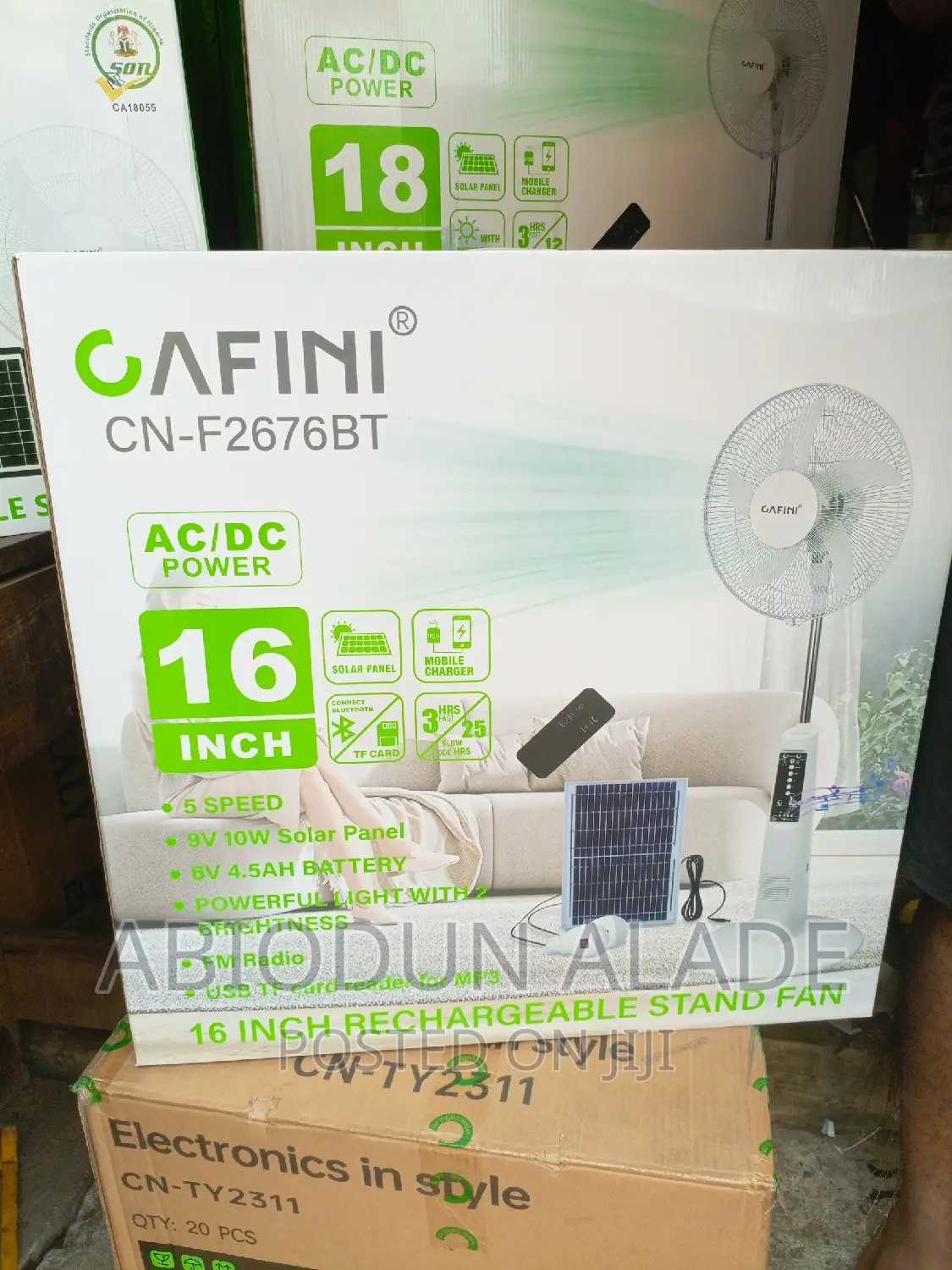 Cafini 16 Inches With Solar Panel and Radio and Charging