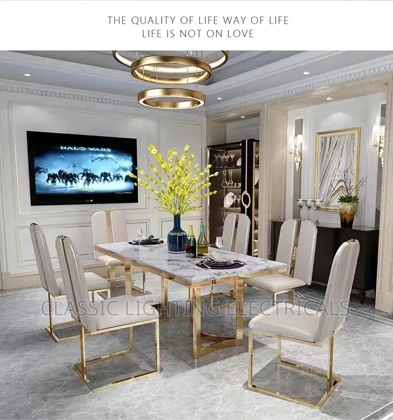 Light Luxury Marble Dining Table and Chair Combination