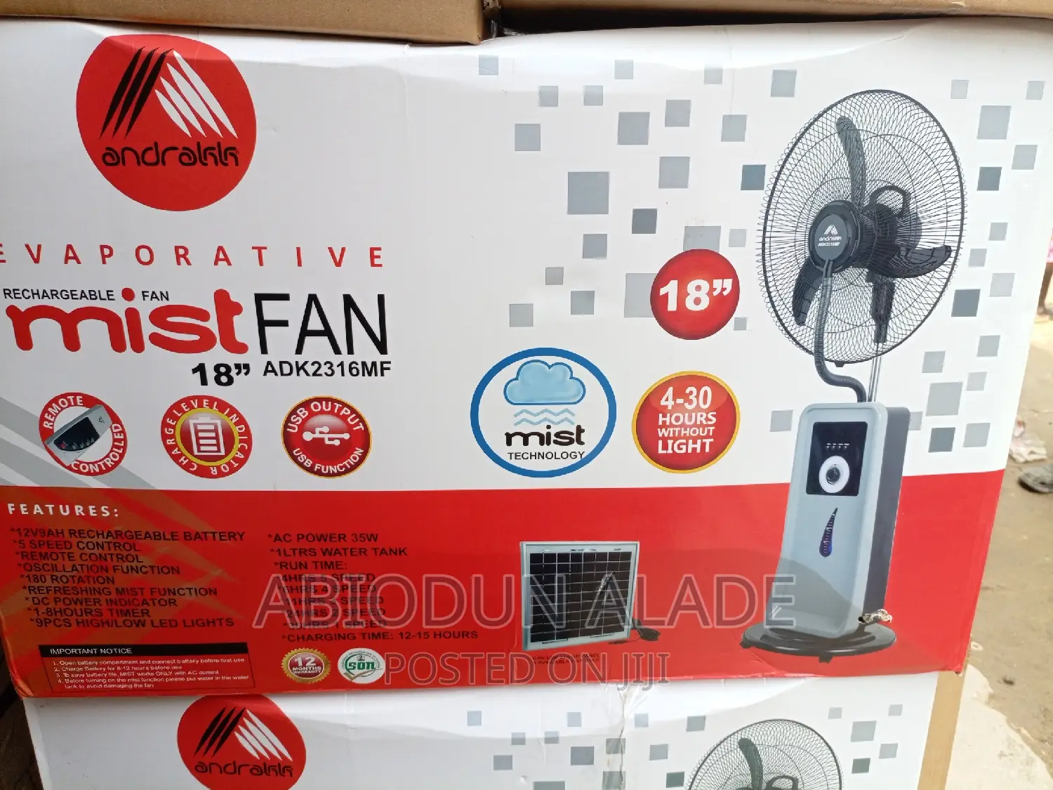 18 Inches Andrakk Mist Fan