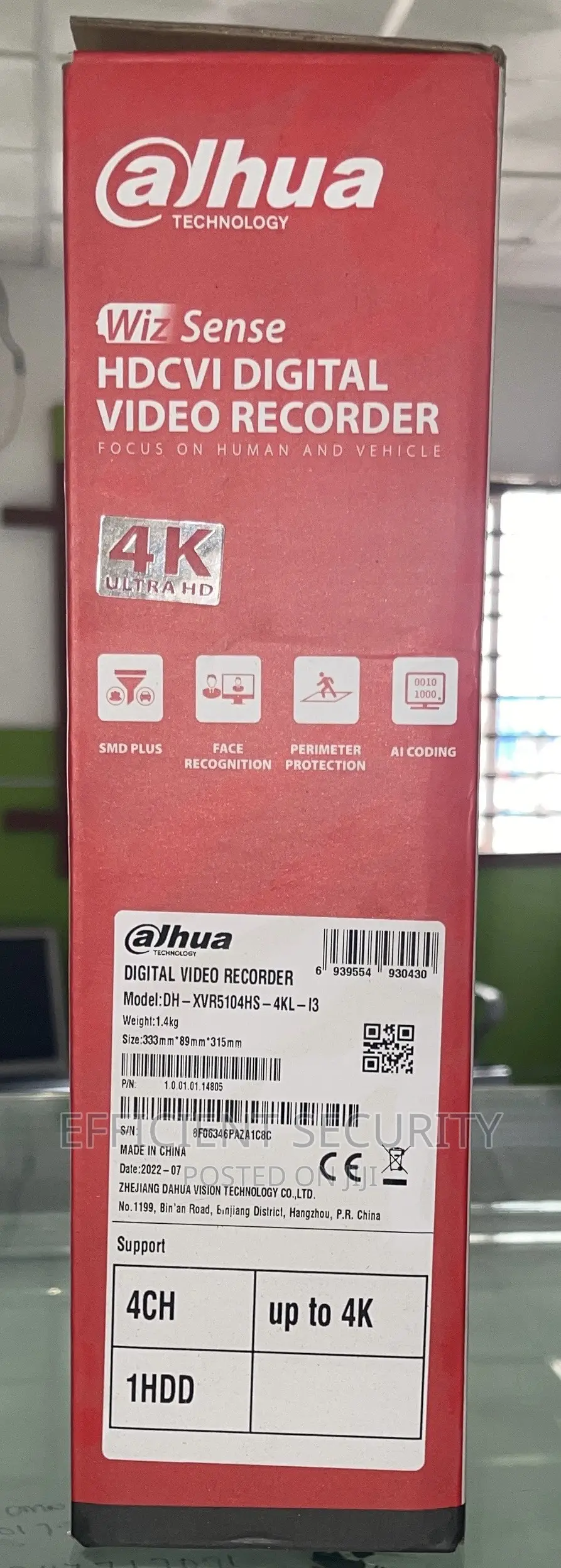 Dahua DVR 4channels Upto 8mp, 1starter