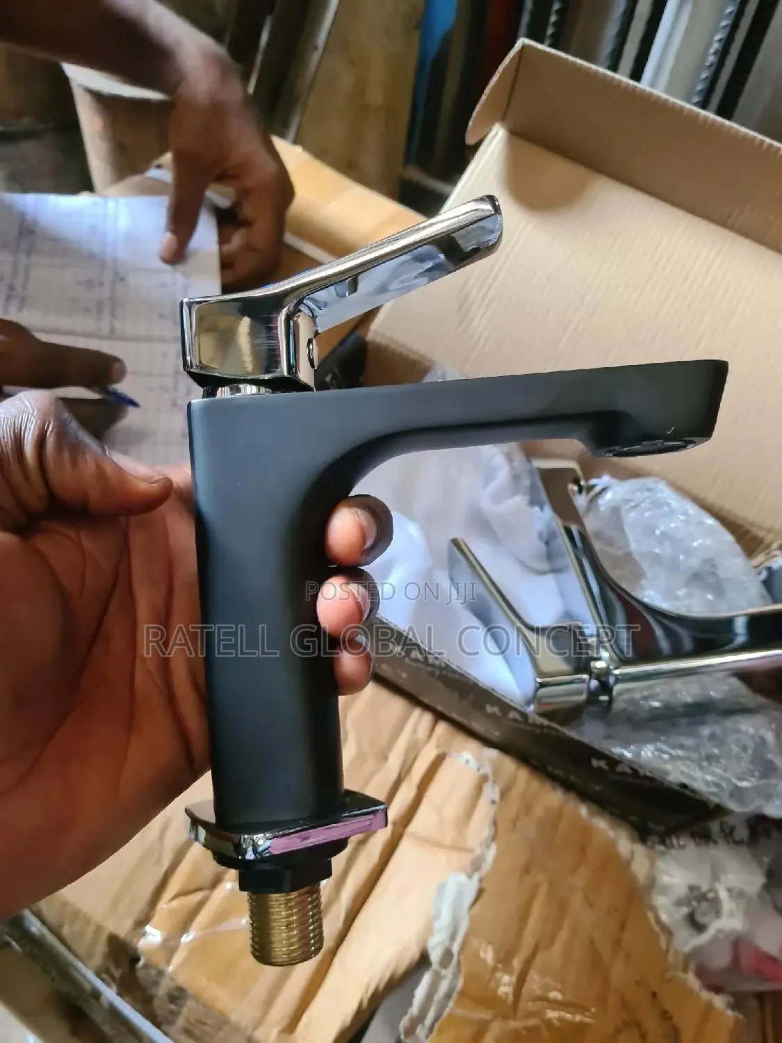 Heavy Guage Kancy Basin Tap (Black and Chrome)