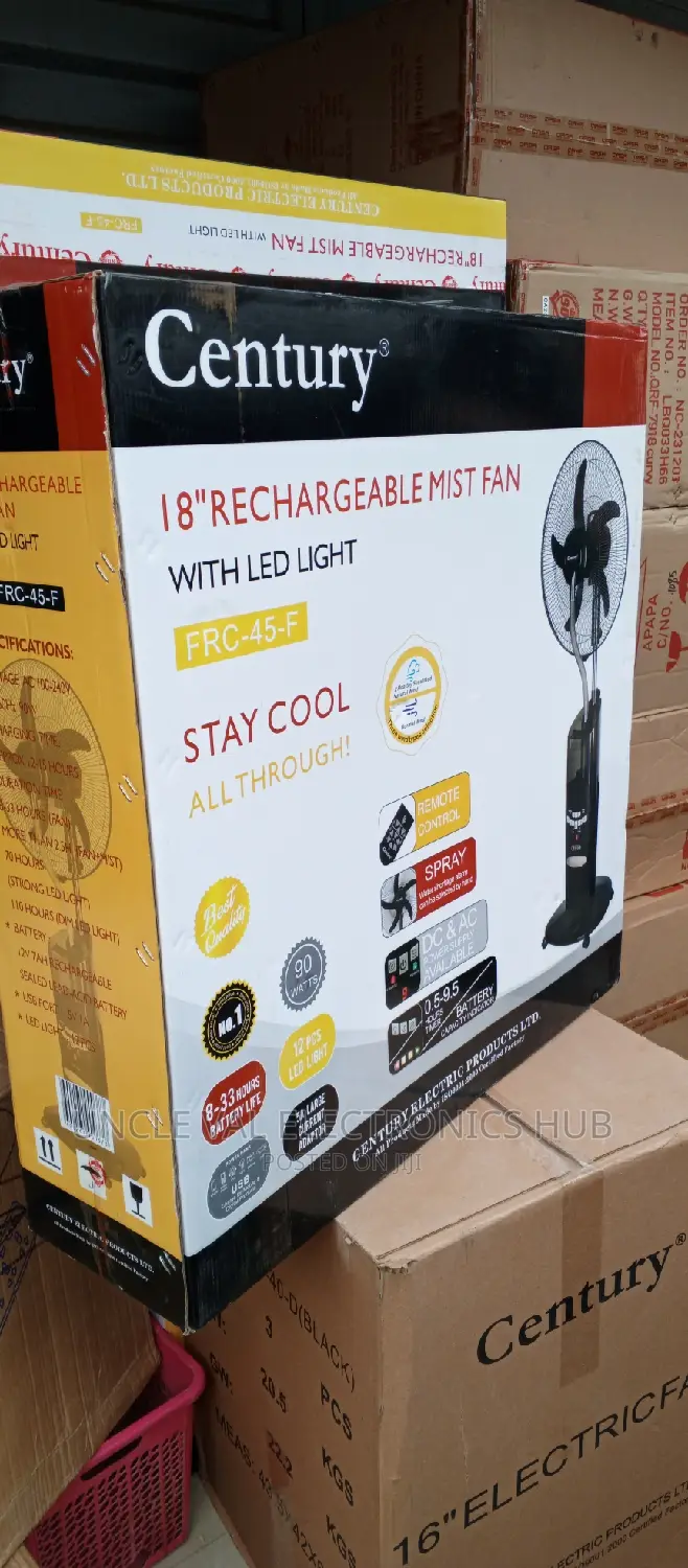 Century 18" Rechargeable Mist Fan