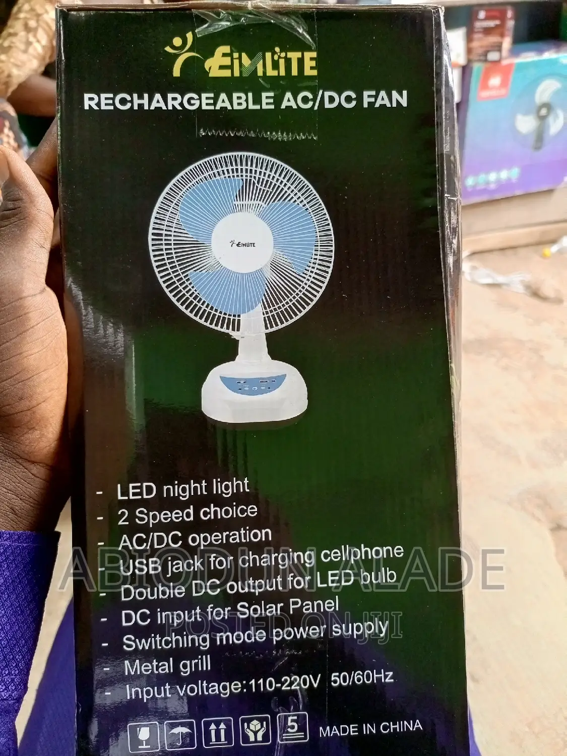 12 Inches Solar Rechargeable Fan