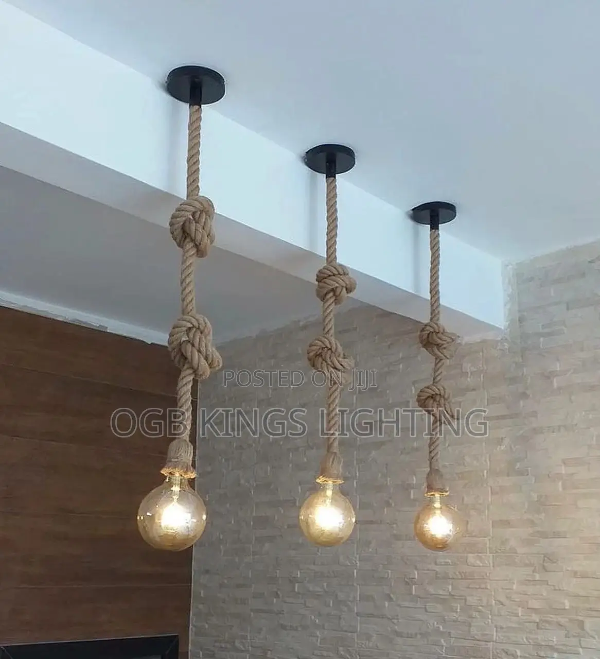 Vintage Rotor Hemp Rope Lamp Bases Home Chandelier