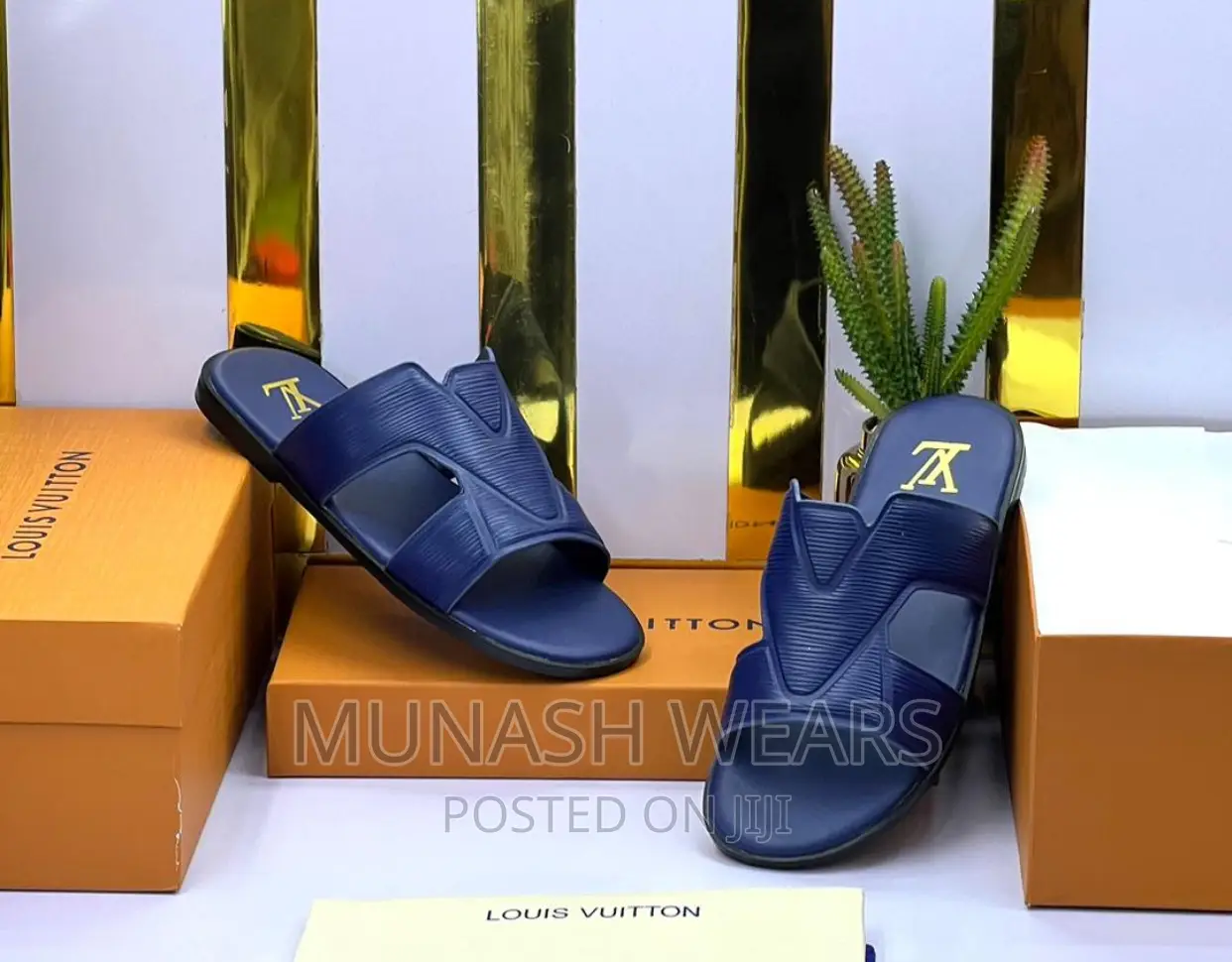 Original Louis Vuitton Leather Slipers