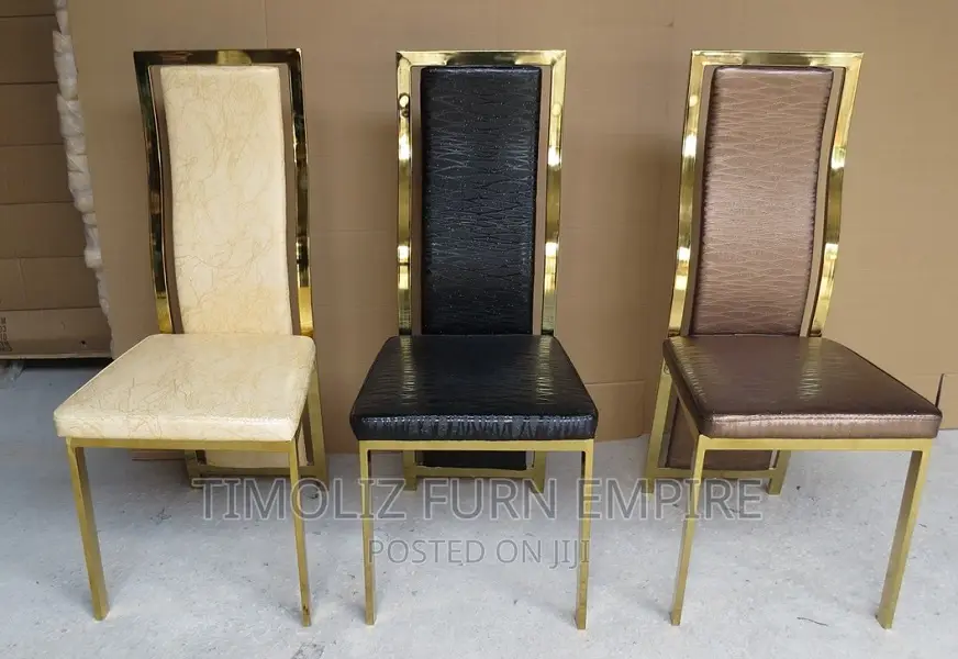 Classic Gold Frame Pure Skin Leather Dining Chair's
