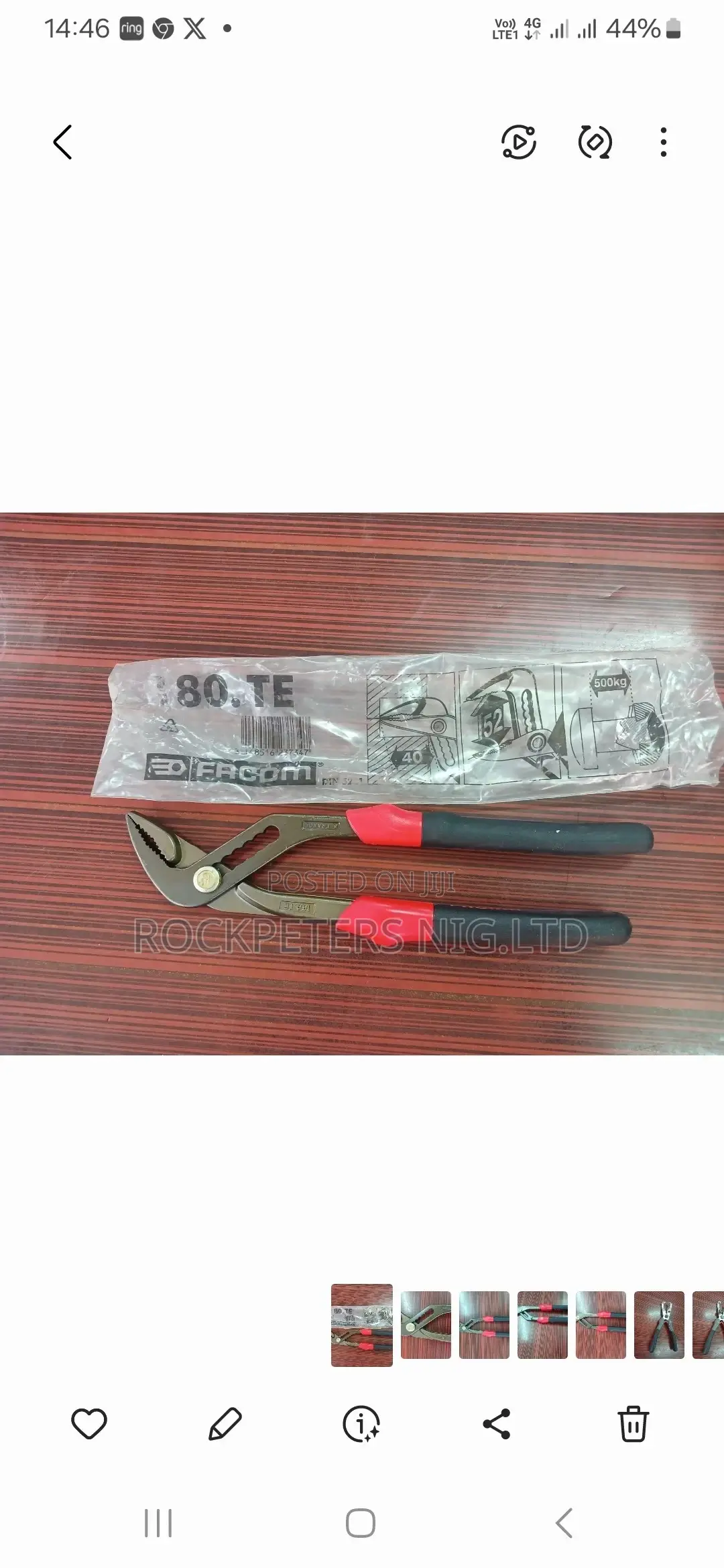 Facom High-Performance Multigrip Pliers 180.TE 180 Mm Long