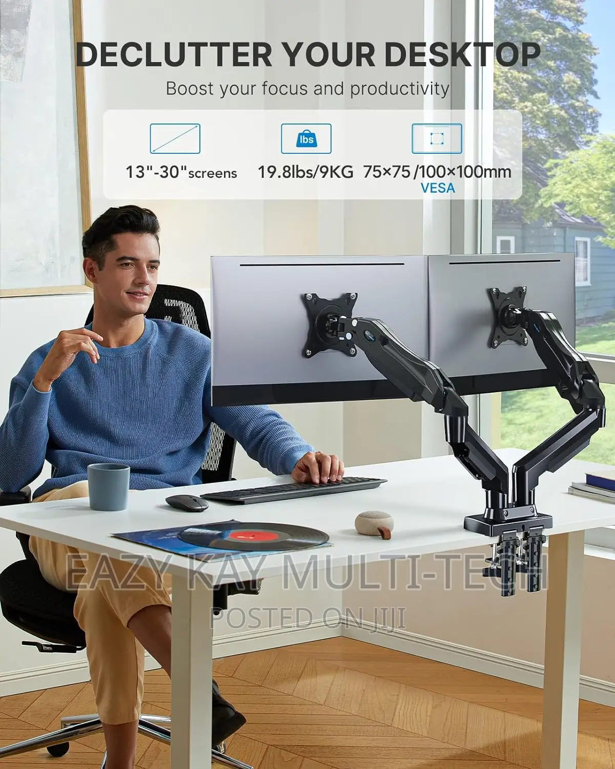 SMAAT Dual Gas Spring Monitor Arm for 13"-35" Screen