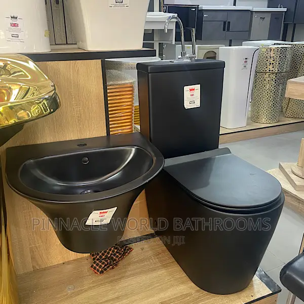Executive England Black Wc Set With Wall Hung Basin