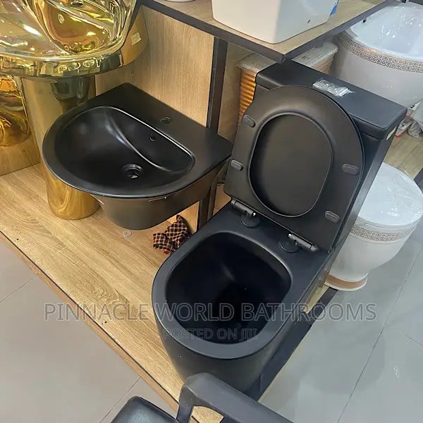 Executive England Black Wc Set With Wall Hung Basin