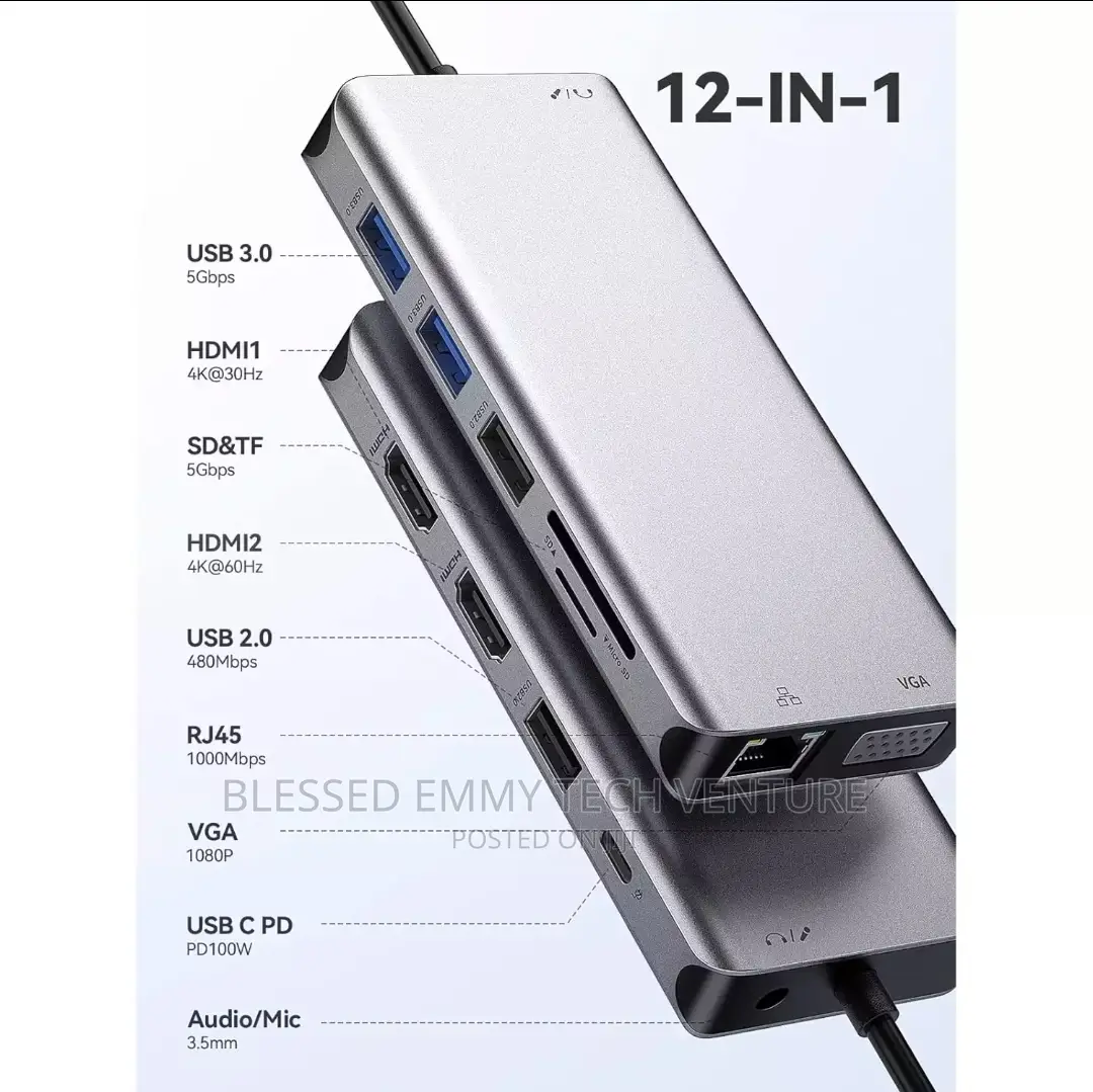 USB C Docking Station 12 IN 1 Dual at 60hz