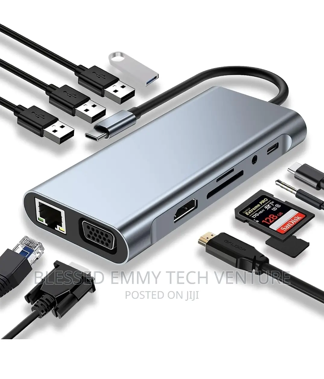 11 in 1 Dongle With HDMI, VGA, Type C PD, USB3.0,