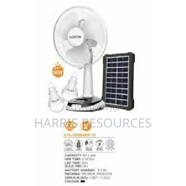 Lontor Rechargeable Fan With Solar Panel-12 Inches