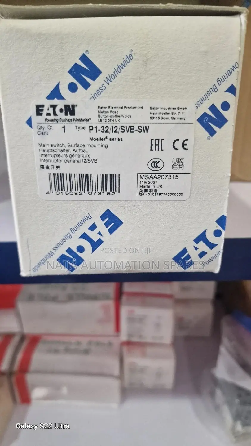 Eaton Moeller Main Isolator Switch P1-32/I2/SVB-Sw/N