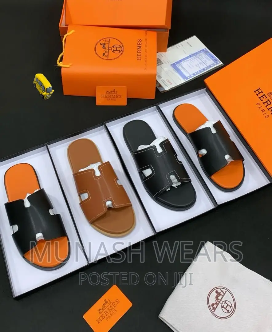 Original Hermes Leather Slipers