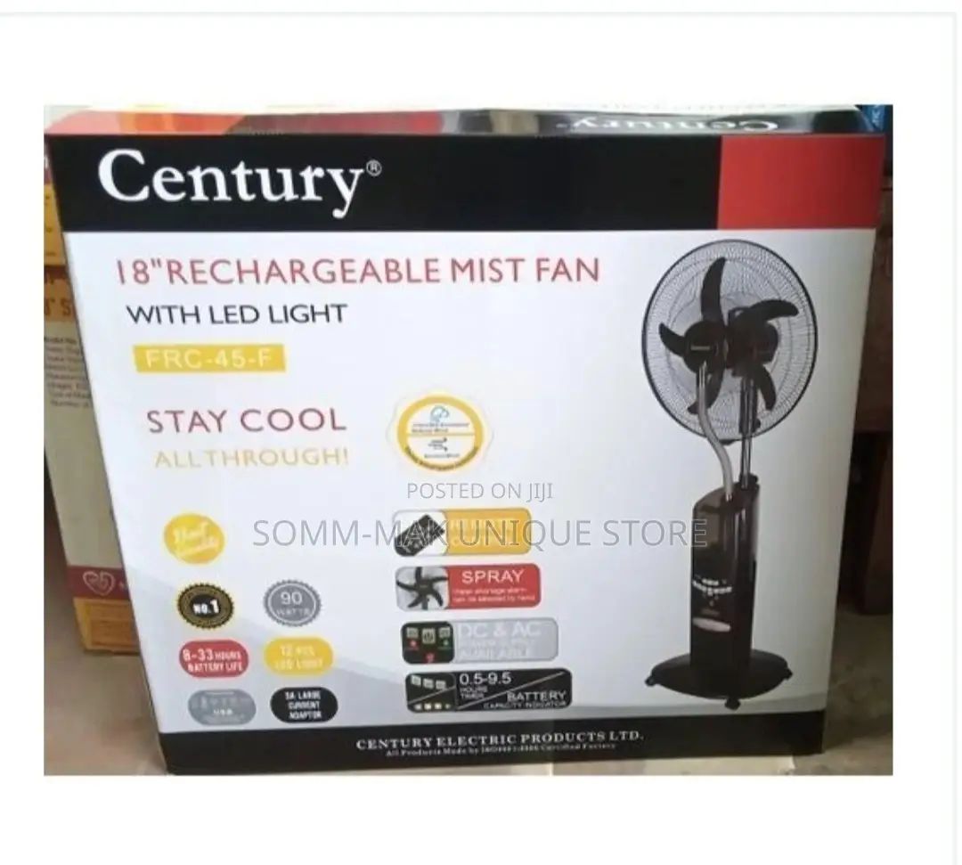 Rechargeable Mist(Water) Fan With Remote - 18" -90w
