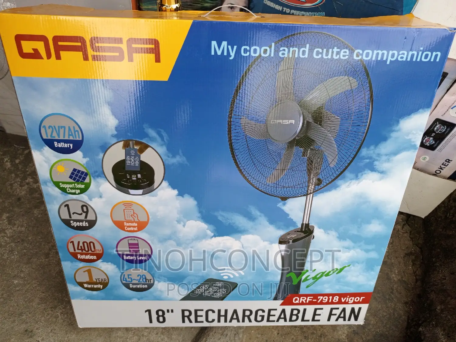 Qasa Rechargeable Fan 18 Inches Long