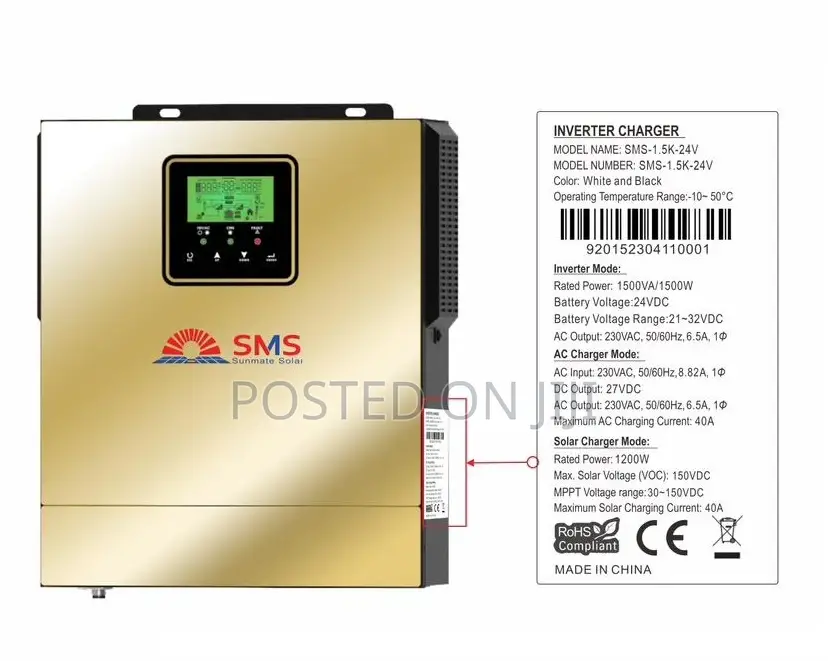 SMS Hybrid Inverter 2kva / 2000w 12v With MPPT 80a