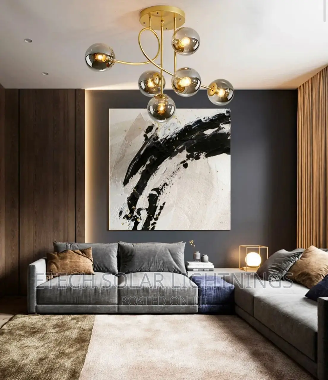 Amber Gold Glass Design Chandelier Light For Living Room