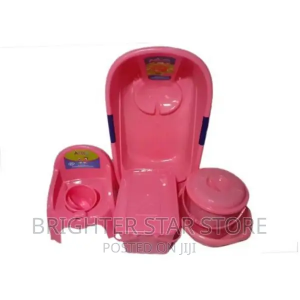Adore Baby Bath Set - 7pcs -Peach/Dark Blue