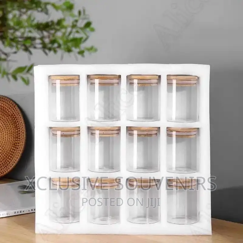 12pcs Heat Resistance Bamboo Cover Sealed Glass Jars Heat