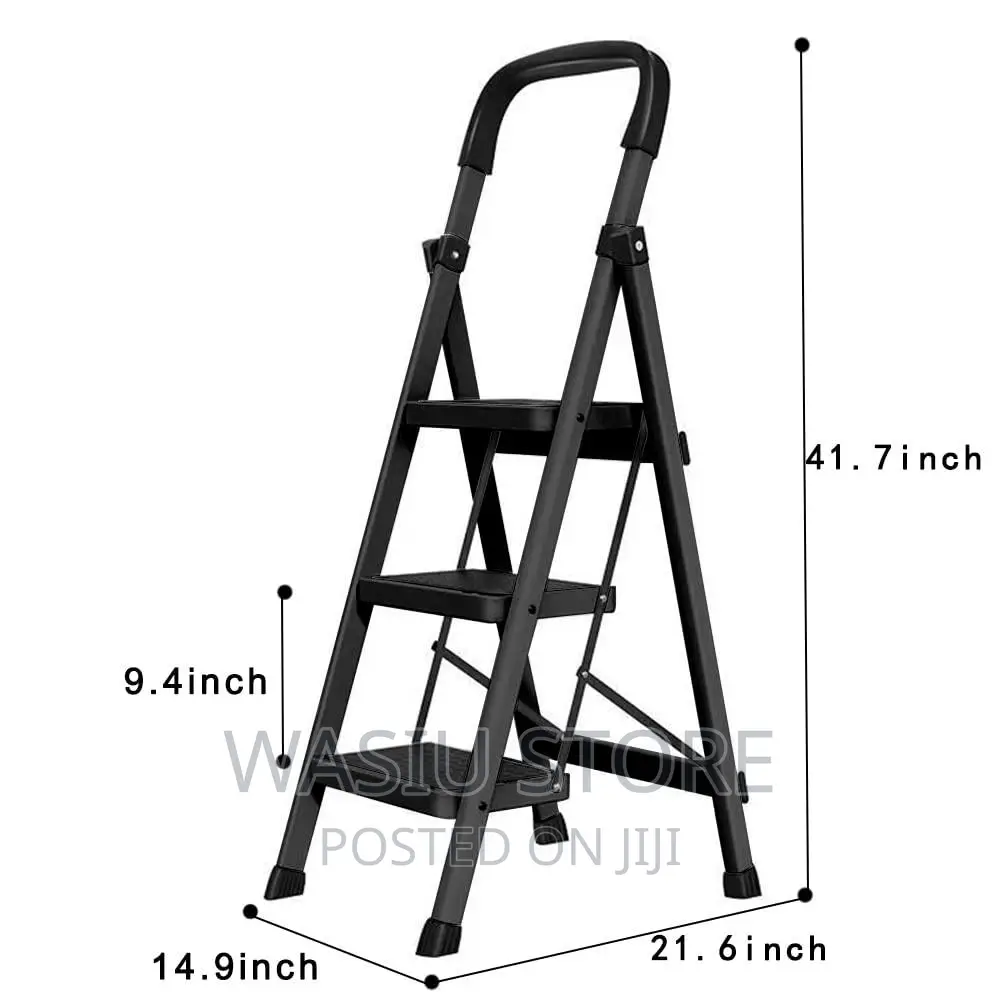 3 Step Foldable Ladder (Black)