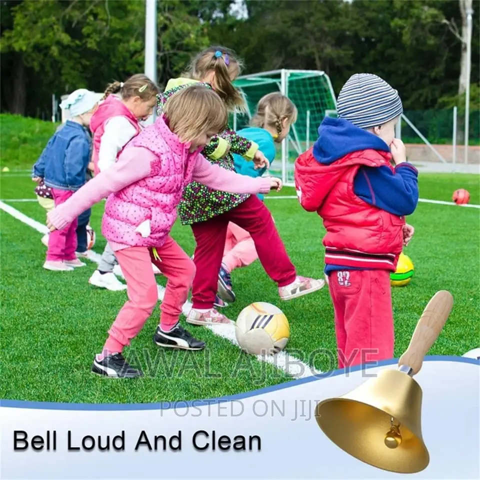 Extra Loud Solid Brass Hand Call Bell With Wooden Handle 4.3
