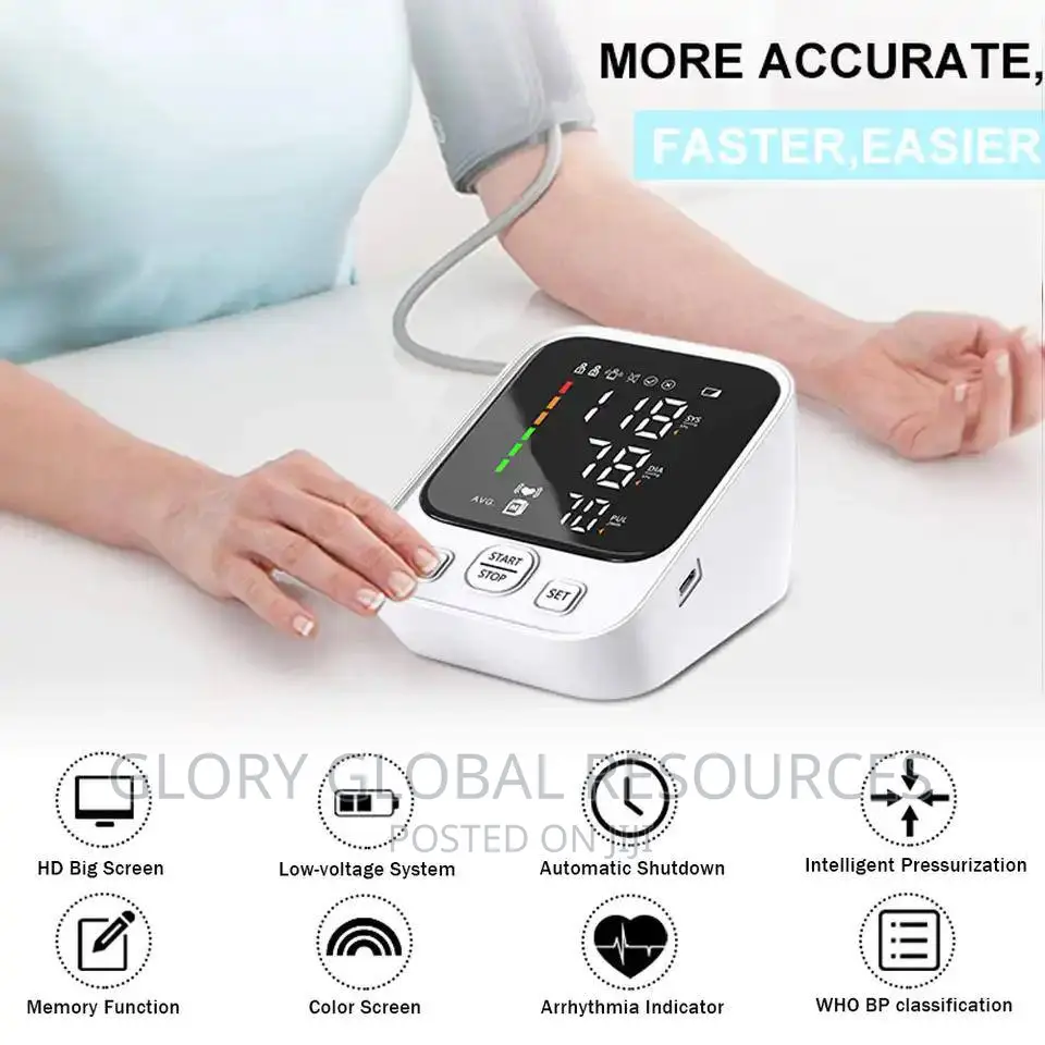 Digital LCD Large Screen Sphygmomanometer Battery/Electric